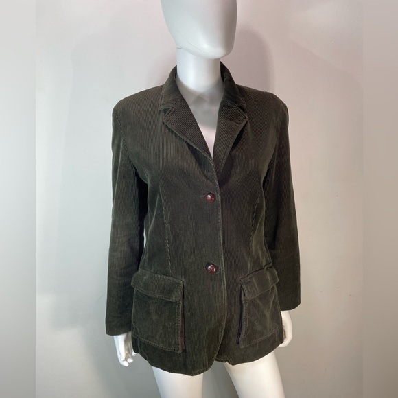 Lands' End Jackets & Blazers - Lands End Brown/Green corduroy Women’s Blazer elbow patches Medium 10-12